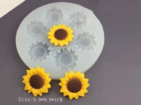 Molde silicona 6 girasoles hojas grandes